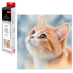 Алмазная мозаика по номерам 30х30 см "РЫЖИЙ КОТЕНОК" квадратные стразы 70804 Феникс