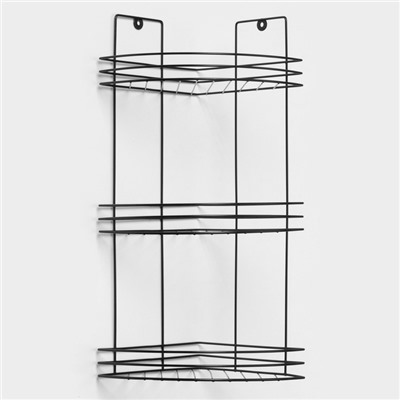 Полка для ванной угловая 3-х ярусная, 20×20×49 см, чёрная