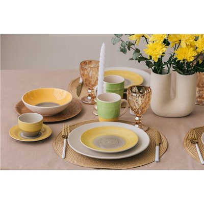 Десертная тарелка Доляна «Бутон», d=19 см, керамика, жёлтая