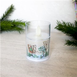 Свеча светодиодная подвижный фитиль в подсвечнике 6х8 см / VFR-109 /уп 12/480/Новогодняя