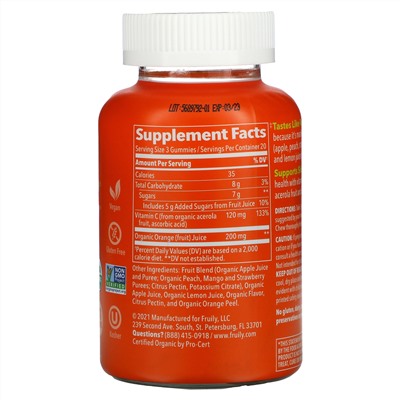 Fruily, Organic Vitamin C Boost, Mixed Fruit Flavor, 60 Gummies