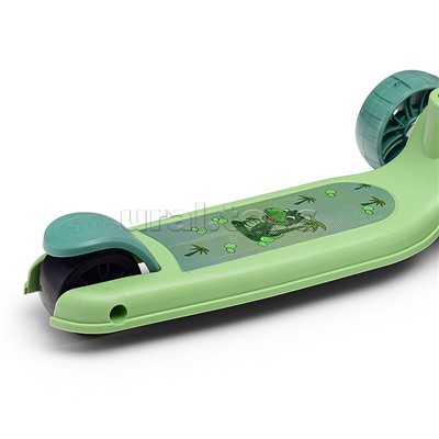 Самокат 3-х. кол., колеса световые PU, зеленый, в коробке