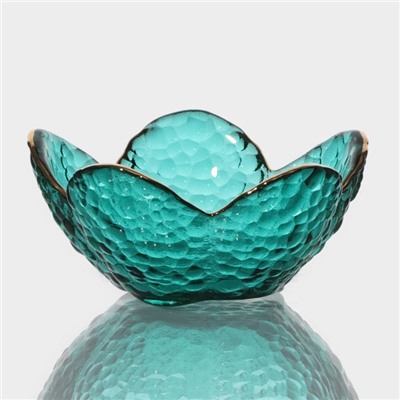 Салатник «Цветок», 60 мл, 9×4 см, стекло, изумрудный