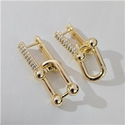 Серьги ювелирная бижутерия Итальянское золото (покрытие желтое 14к), вставка: фианиты, цвет: прозрачный, арт.313.362