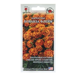 Семена цветов Бархатцы «Бонанза Флейм», 10 шт., «Золотая Сотка Алтая»