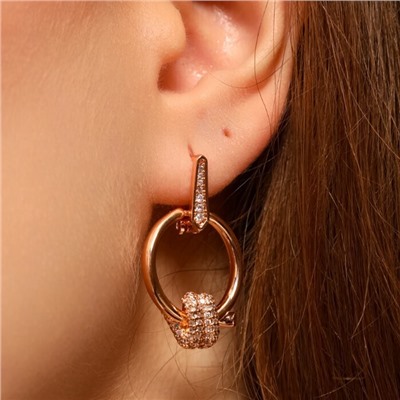 Серьги ювелирная бижутерия коллекция "Дубай", покрытие позолота, вставка: фианиты, цвет: прозрачный, арт.213.565