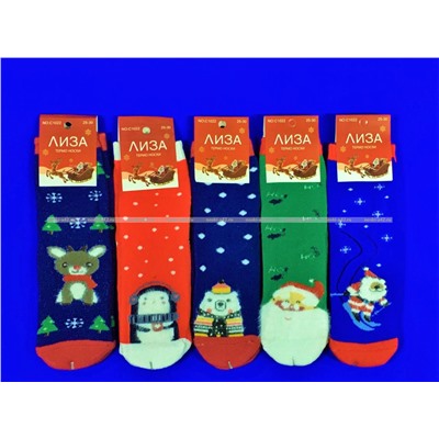 Лиза термоноски детские внутри махра Новогодние арт. 5330