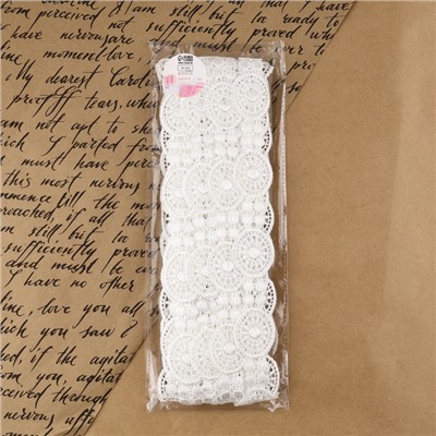 Кружево гипюровое, 30 мм × 8±0.5 м, белое