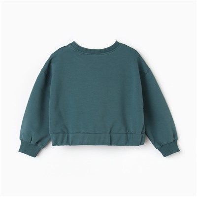 Комплект для девочки (свитшот, брюки), цвет тёмно-зелёный, рост 110 см