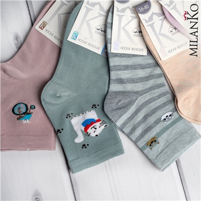 Женские носки из хлопка с рисунком MilanKo N-205