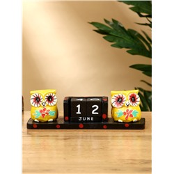 Календарь настольный «Совушки», 19×6×6 см, дерево, чёрно-жёлтый