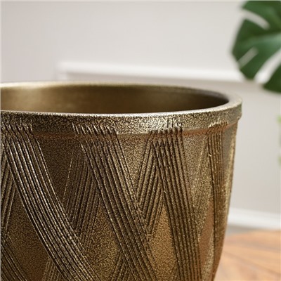 Горшок для цветов «Греция», керамический, с поддоном, 8 л, цвет тёмное золото