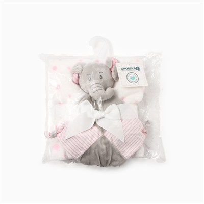 Плед детский с игрушкой «Крошка Я. Слоник» 75×90 см, розовый