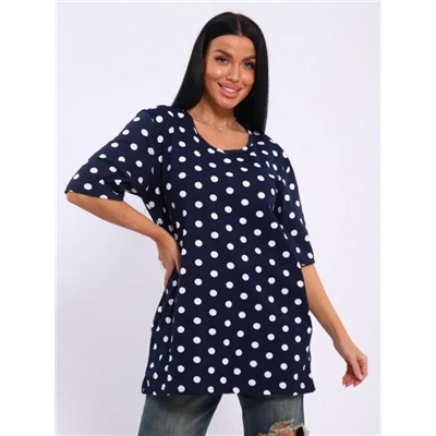 Футболка Арт. 700 (Темно-синий_белый горох)