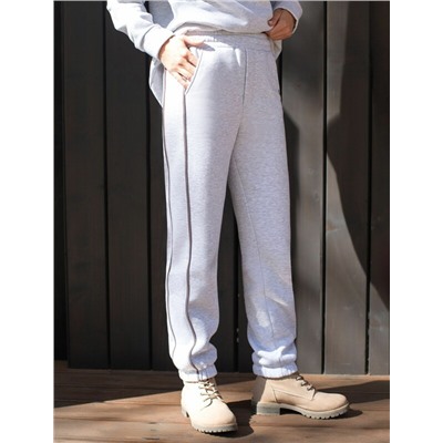 Теплые брюки джоггеры из эластичного футера трехнитки с начесом