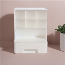 Органайзер для хранения косметики, 6 секций, 1 ящик, 24×14×18 см, белый
