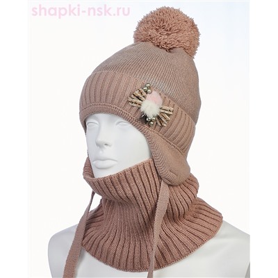 02-27-S Комплект для девочки (шапка+снуд) (52-54)