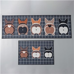 Коврики для дома Доляна «Корги», 2 шт., 40×60, 45×120 см