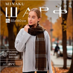 Шарф зимний с кистями MINAKU 65*180 + 8 см цвет коричневый