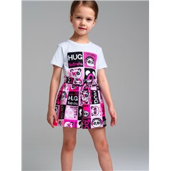 Комплект трикотажный для девочек: фуфайка (футболка), юбка-шорты