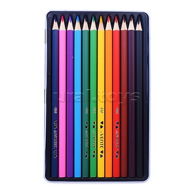 Карандаши цветные "Triolino Ultra 4М" 12 цветов, 4М, диаметр грифеля 3 мм, трехгранные, в подарочной металлической коробке