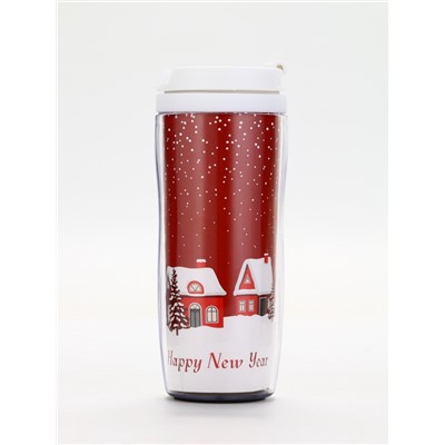 Подарочный набор новогодний Happy New Year: гель для душа, мочалка и термостакан, аромат магический, URAL LAB