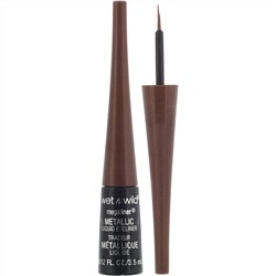 Wet n Wild, Жидкая подводка для глаз MegaLiner Metallic, оттенок Metallic Brown, 3,5 мл