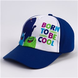 Кепка детская для мальчика Born to be cool, синяя, р-р 52-54, 5-7 лет