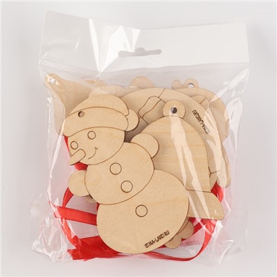 Заготовки для творчества. Набор ёлочных подвесок для росписи «Новый год!», 9 шт.