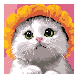 Картина по номерам для малышей на картоне 20х20 "Котик в шляпе"
