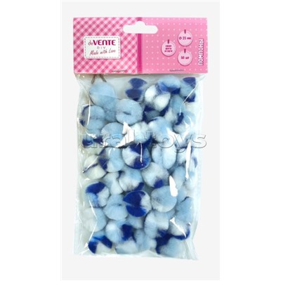 Набор помпонов для творчества "DIY" 25 мм, 50 шт, в пластиковом пакете с блистерным подвесом, синие цвета ассорти