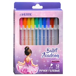 Набор ручек гелевых "Ballet Academy" 12 цветов с блестками, d=1 мм, прозрачно-матовый корпус, сменный стержень, в картонной коробке