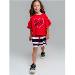 Комплект трикотажный для девочек: фуфайка (футболка), шорты