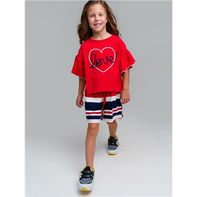 Комплект трикотажный для девочек: фуфайка (футболка), шорты