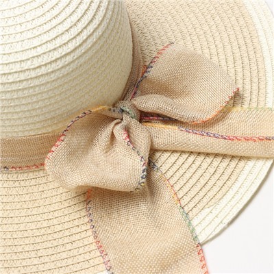 Шляпа женская MINAKU с бантом, цвет бежевый, молочный, размер 58