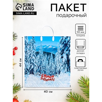 Пакет подарочный новогодний «Саяны», полиэтиленовый с пластиковой ручкой, 40×44 см