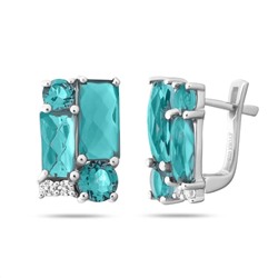 Серьги, аквамарин выращ., Мартина