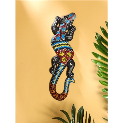 Панно «Геккон цветная абстракция», 30 см, дерево, МИКС