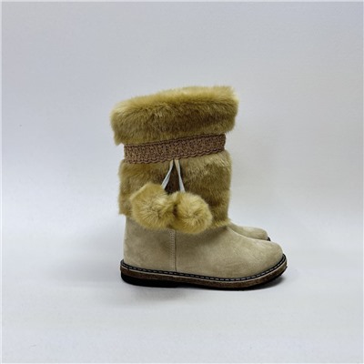 Унты женские бежевые “Норка” бежевые на войлочной подошве