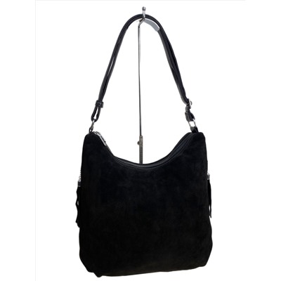 Женская сумка из натуральной замши и  искусственной кожи, цвет черный