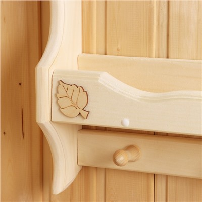 Полка - вешалка для бани и сауны «Волна», липа, 53×37×9 см, 3 крючка