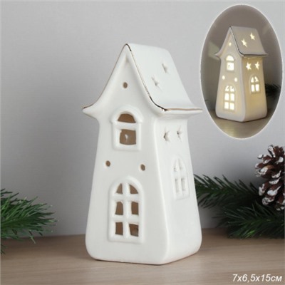 Фигурка Домик с подсветкой 15 см новогодний / YZ5549 /уп 48/LED
