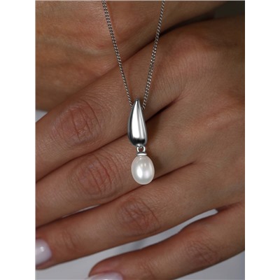 Подвеска из серебра с жемчугом родированная z3-10102