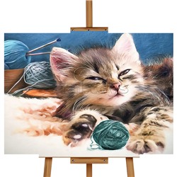 Набор для рисования "Картина по номерам 30х20 см. Котёнок с клубочком"