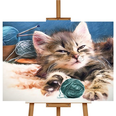 Набор для рисования "Картина по номерам 30х20 см. Котёнок с клубочком"