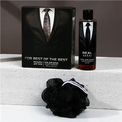 Подарочный набор REAL STRONG MAN, гель для душа 250 мл и мочалка для тела, HARD LINE