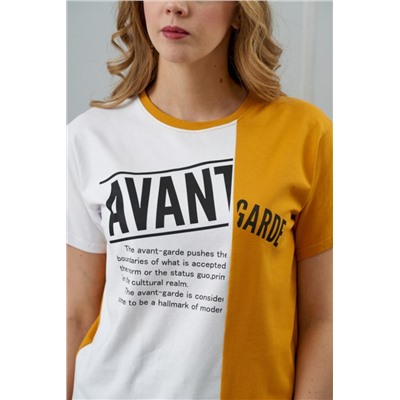 Футболка Авангард (Горчица/белый)