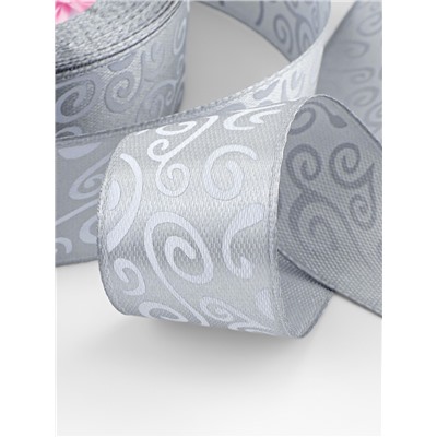 Лента атласная «Узоры», 25 мм, 23±1 м, тёмно-серая №059