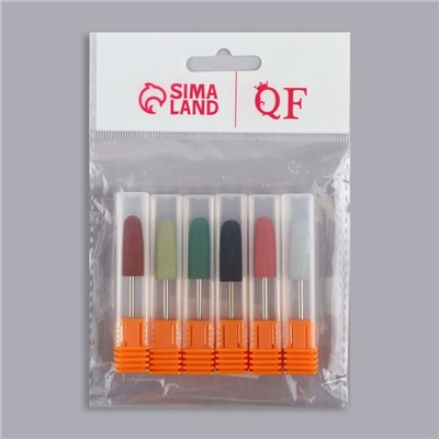 Фрезы силиконовые для полировки, в пакете, 6 шт., d=10 мм, разноцветные