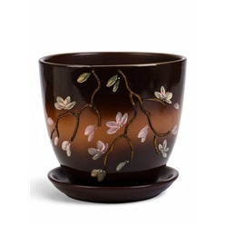 Горшок для цветов «Миндаль», 5 л, d=22 см, h=22 см, керамика, с поддоном, коричневый